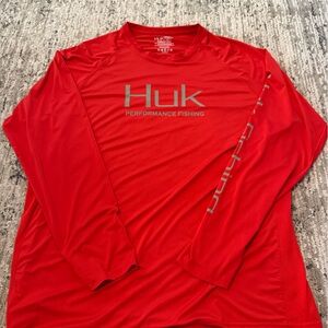 Huk Men's Red Performance Fishing Shirt Size XL